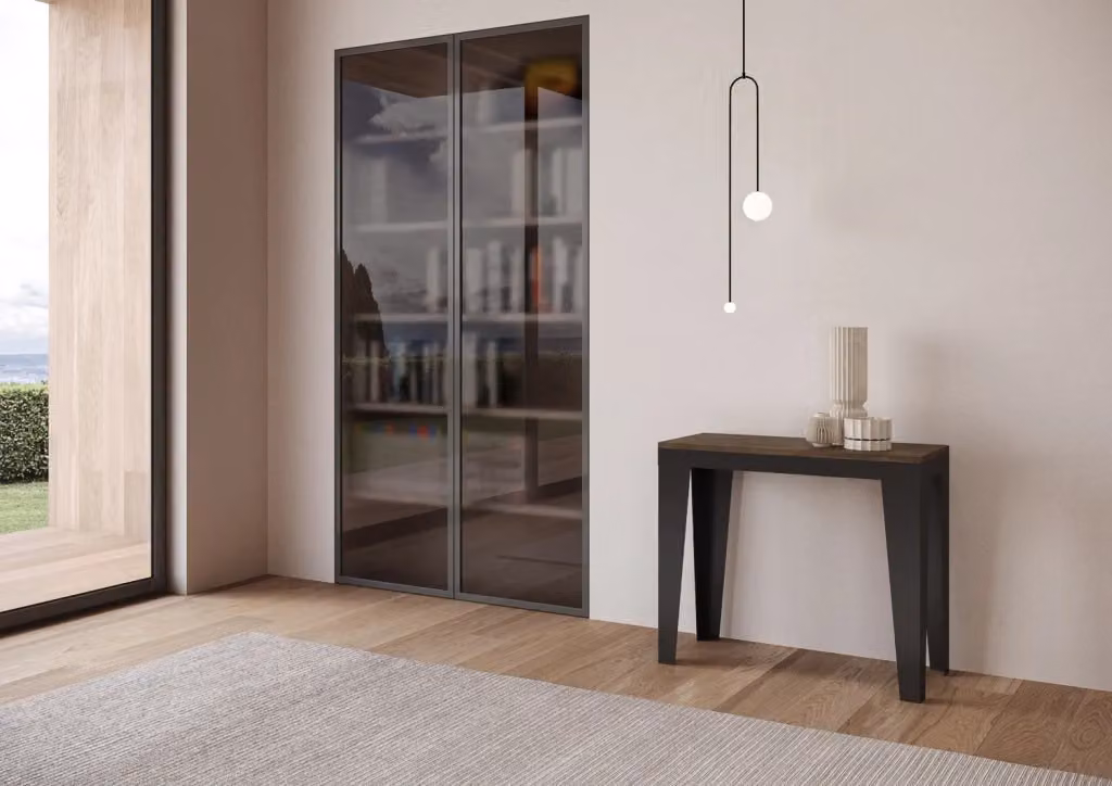Consolle Allungabile GIORDANOSHOP in Nobilitato Marrone L/P/H: 90-196 x 40 x 77 cm – 2