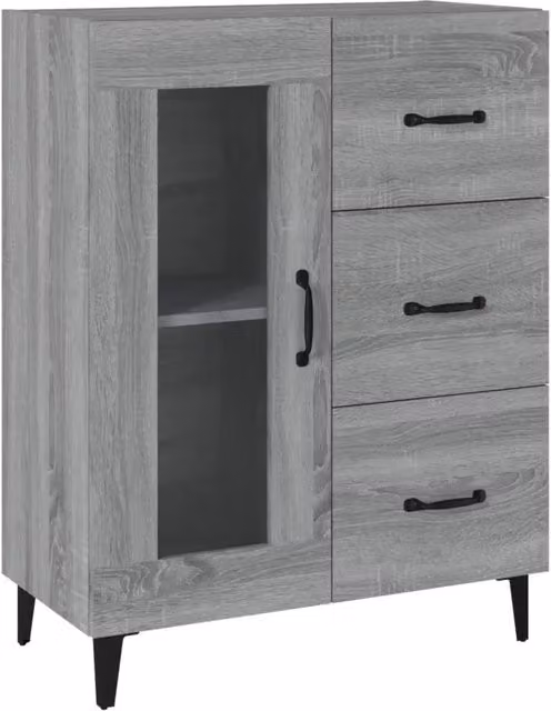 Credenza Buffet da pranzo in legno multistrato Grigio Sonoma L: 69,5 cm, P: 34 cm, H: 90 cm
