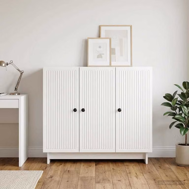 Credenza moderna vidaXL in legno MDF bianco lucido L: 89 cm, P: 34,5 cm, H: 80 cm