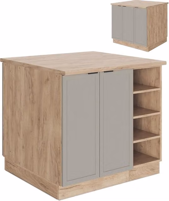 Isola cucina Fame-Line GrigioBeige/Rovere dorato 90 cm senza piano di lavoro Vicco