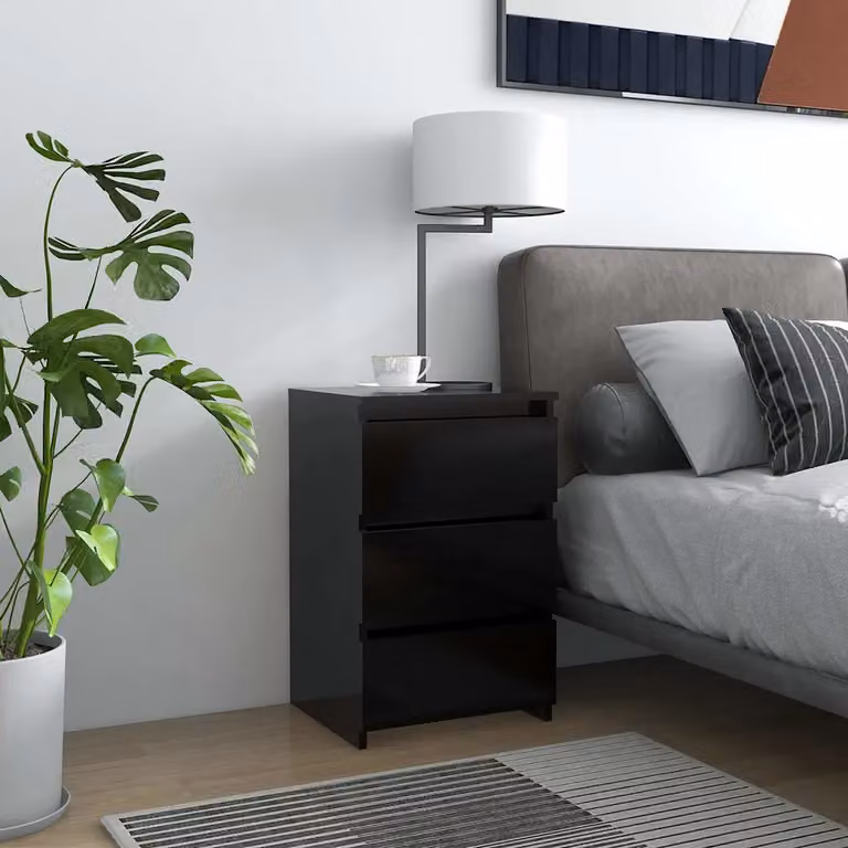 Comodino moderno vidaXL nero in legno MDF da appendere a parete L: 40 cm, P: 35 cm, H: 62,5 cm