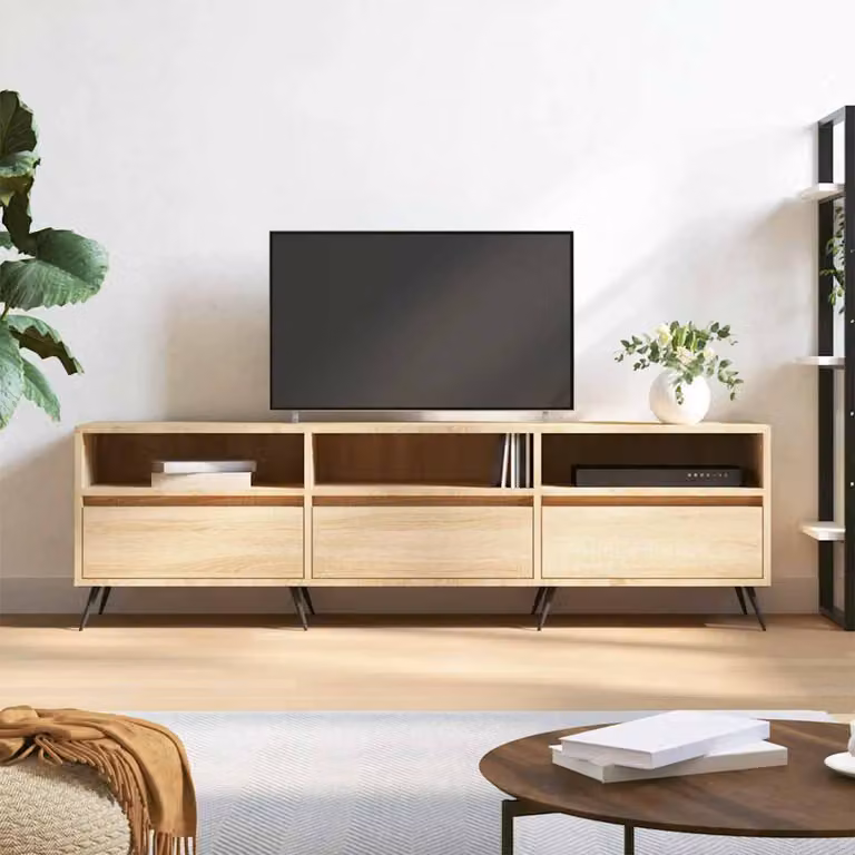 vidaXL Mobile Porta TV Roverone Sonoma con Ruote, L 150 cm x P 30 cm x H 44,5 cm, Colore Marrone e Beige