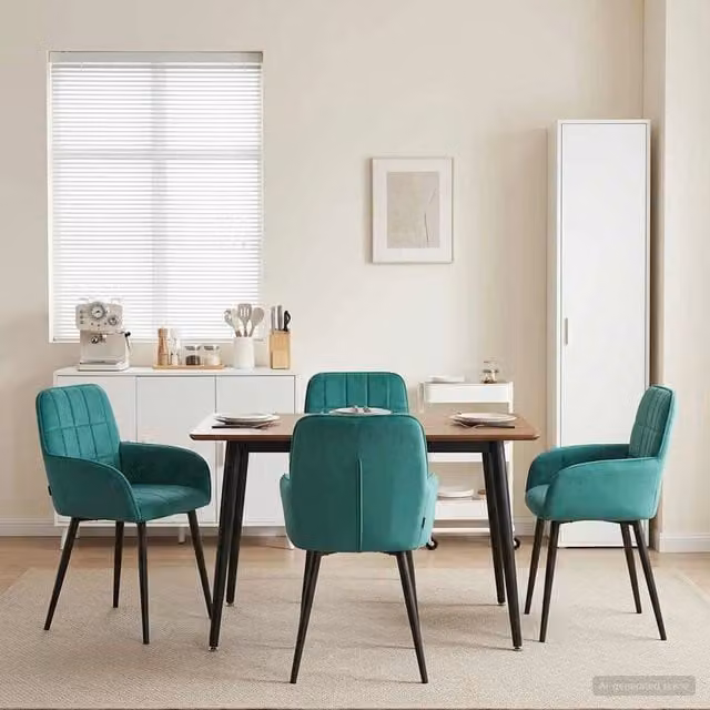 Sedie da pranzo 4 pz Velluto Turchese 56.5 x 50 x 85 cm 3428173