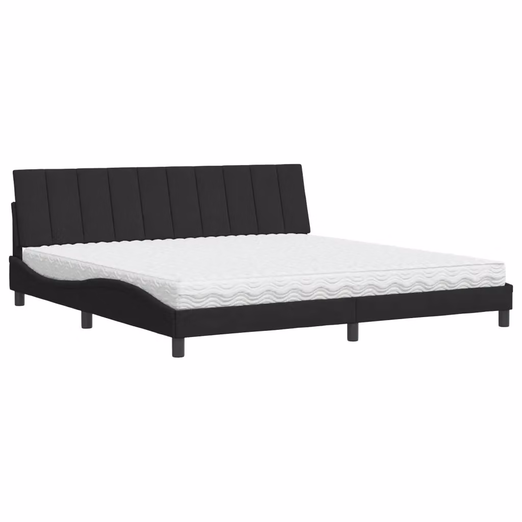 Letto Hanko vidaXL con Materasso in Velluto Nero e Cassetti, L/P/H: 200 x 200 x 74,5 cm – 2