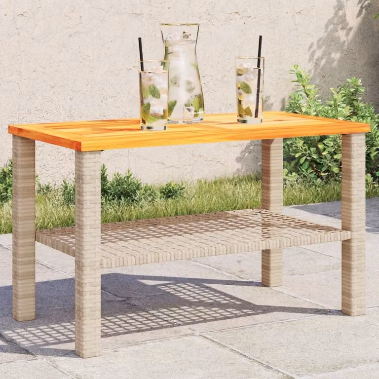 Maison Exclusive - Tavolo da giardino beige, 70x38x42 cm, in rattan sintetico e legno di acacia