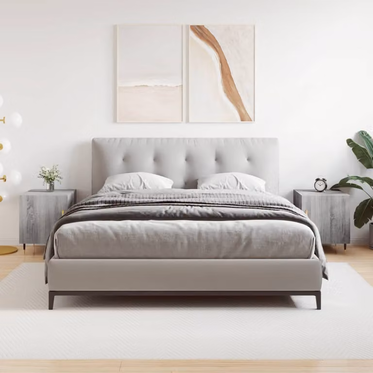 Set di 2 comodini vidaXL moderni in legno multistrato e metallo, colore grigio Sonoma, L/P/H: 40 x 40 x 50 cm
