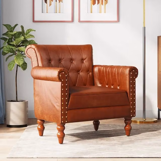 vidaXL Poltrona Lounge in Vera Pelle Marrone con Struttura in Legno di Mango e Imbottitura in Schiuma