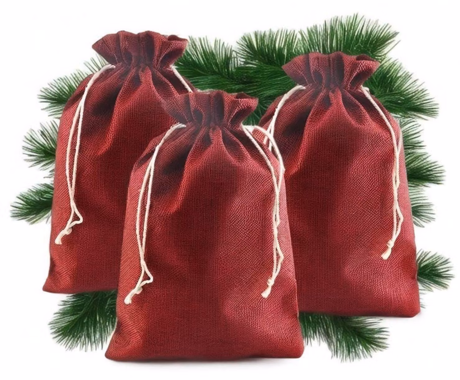 Sacchetti di juta rossi, confezione da 25, dimensioni 15x20 cm, ideali per calendari dell'Avvento o come sacchetti regalo con coulisse