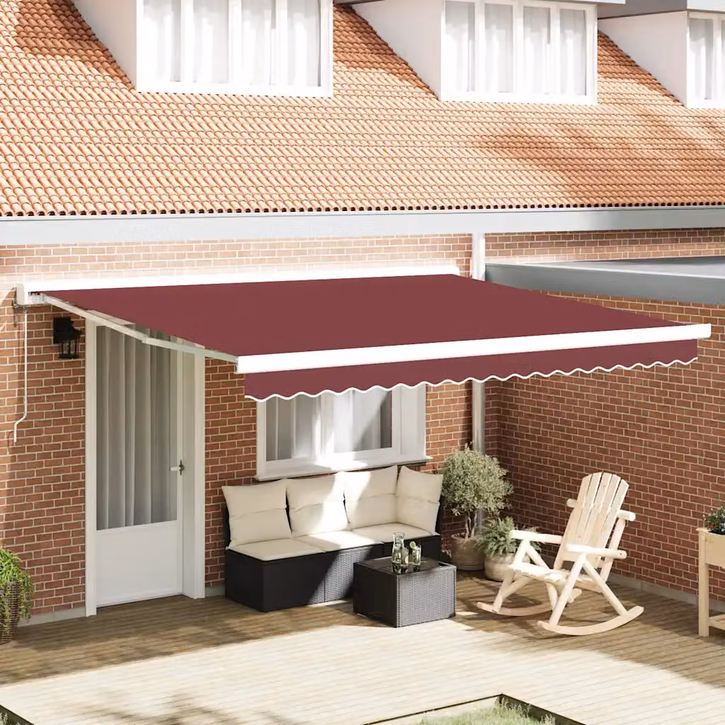 Tenda da Sole Retrattile Automatica con Telecomando vidaXL, Colore Rosso, L: 400 cm, P: 300 cm – 1