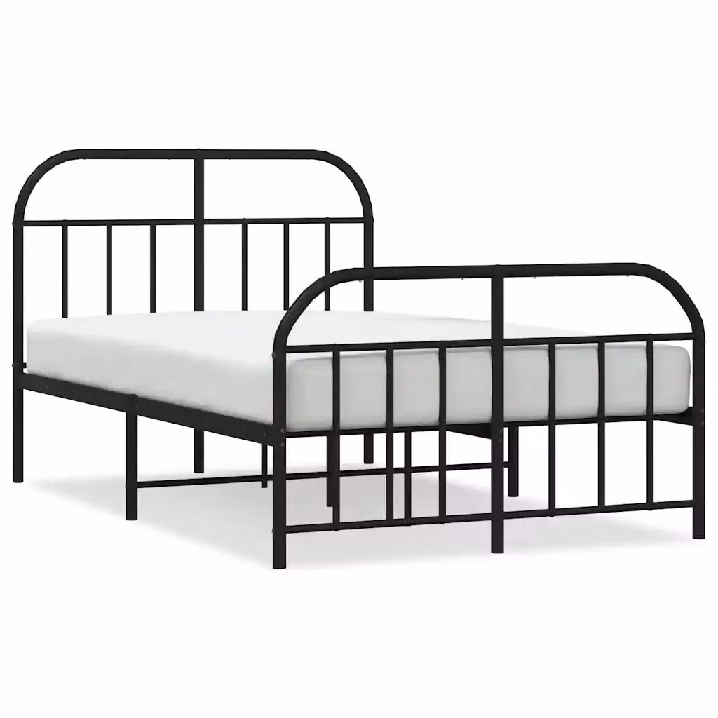 Giroletto vidaXL con testiera e pediera in metallo nero L/P/H: 120 x 200 x 125 cm – 2