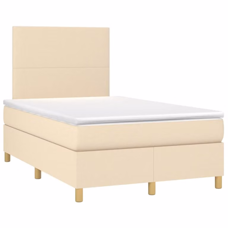 Maison Exclusive - Letto boxspring con materasso e LED color crema 120x190 cm Tessuto