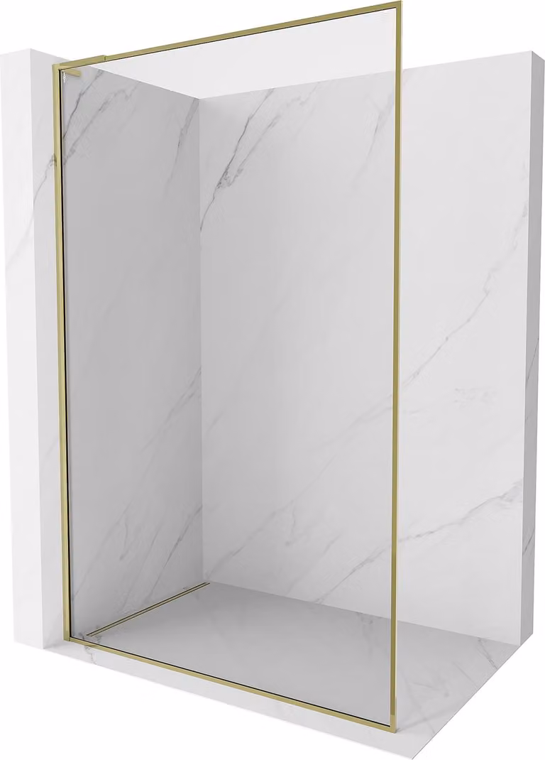 Mexen Kioto-F L Pannello doccia walk-in con cornice 80 x 202 cm, trasparente 8 mm, oro - 800-080-174-50-00