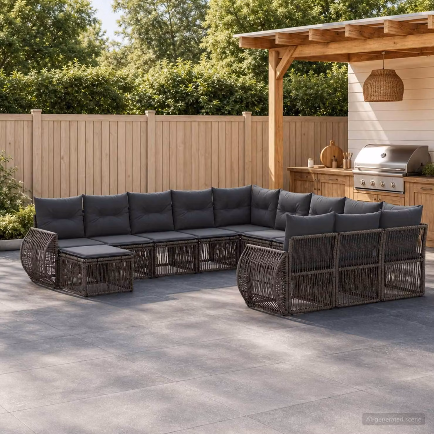 Maison Exclusive - Set di divani da giardino, 12 pezzi, grigio, in rattan sintetico