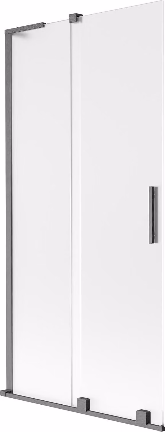 Mexen Velar L paravento per vasca da bagno a 2 ante scorrevoli 95 x 150 cm, brina, grigio canna di fucile spazzolato