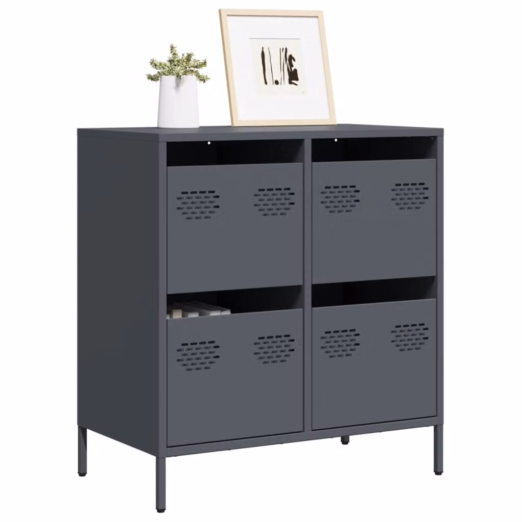 Credenza moderna vidaXL in metallo color antracite L: 68 cm, P: 39 cm, H: 73,5 cm
