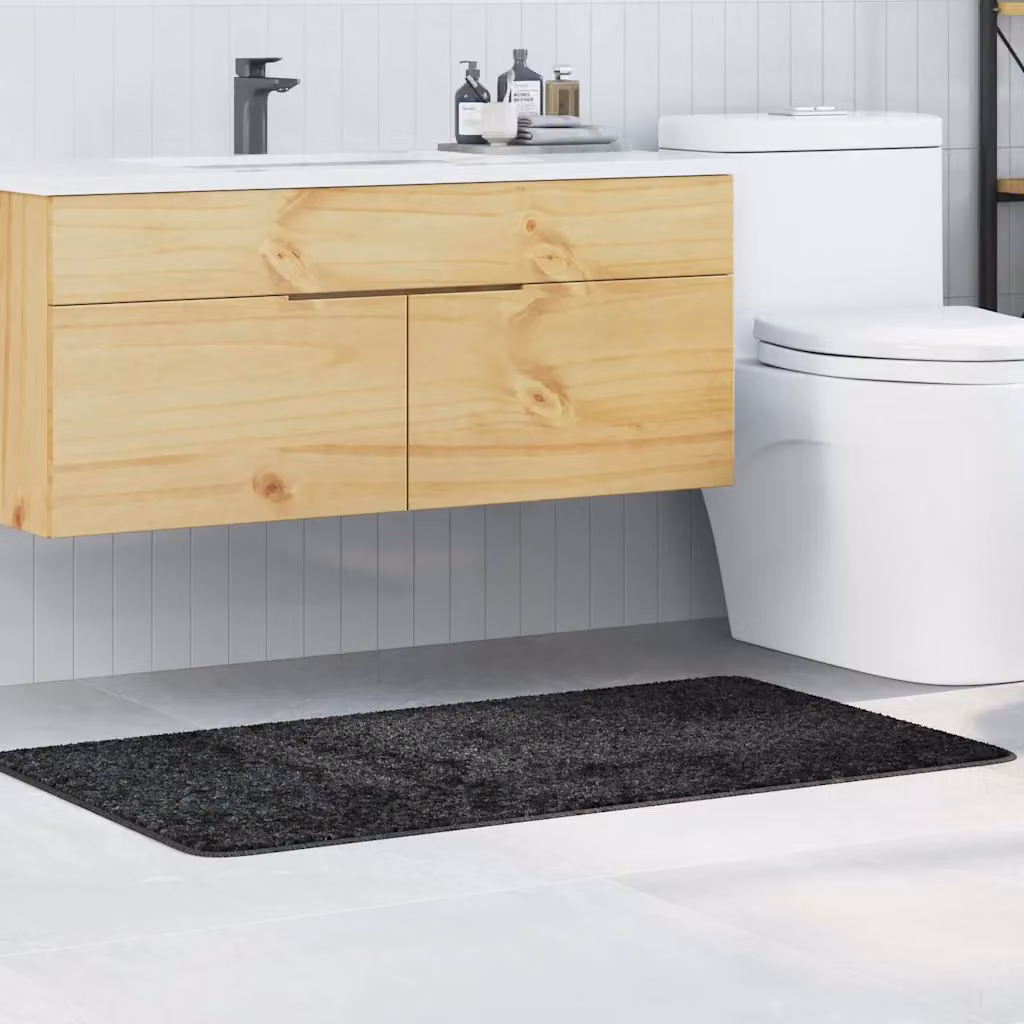 Tappetino da bagno antiscivolo e lavabile vidaXL in poliestere, colore grigio antracite, L: 70 cm, P: 120 cm