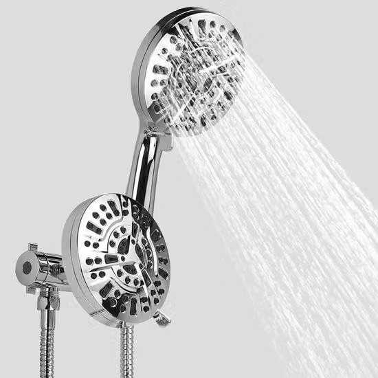 Soffione doccia a doppia testa - Alta pressione - Movimentabile - Tubo flessibile da 1,5 m