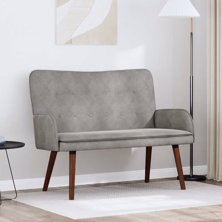 vidaXL Divano a 2 Posti Moderno in Velluto Grigio L: 115 cm, P: 61 cm, H: 87 cm