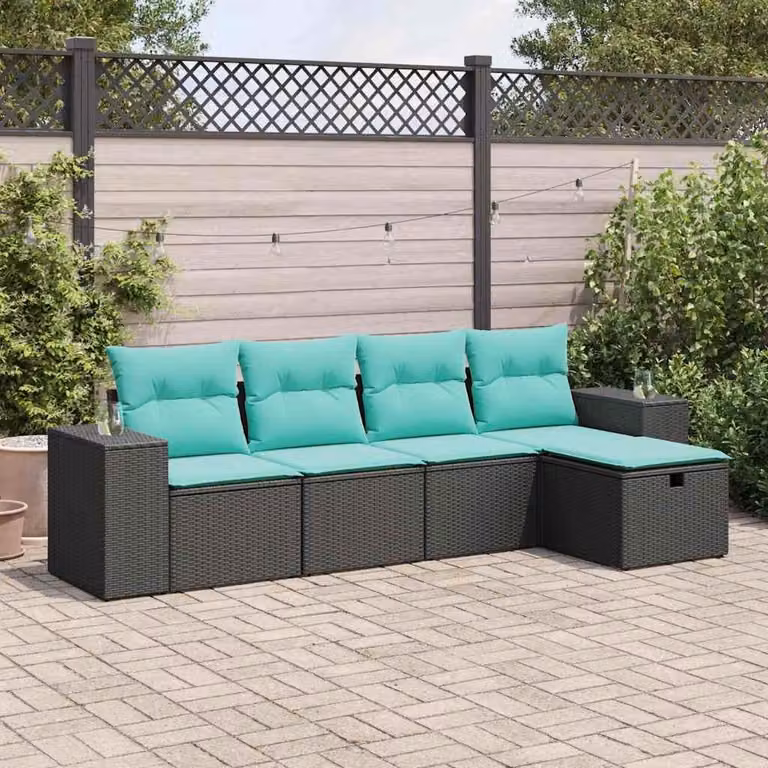 Maison Exclusive - Set Divani da Giardino 5 pz con Cuscini in Polyrattan Nero