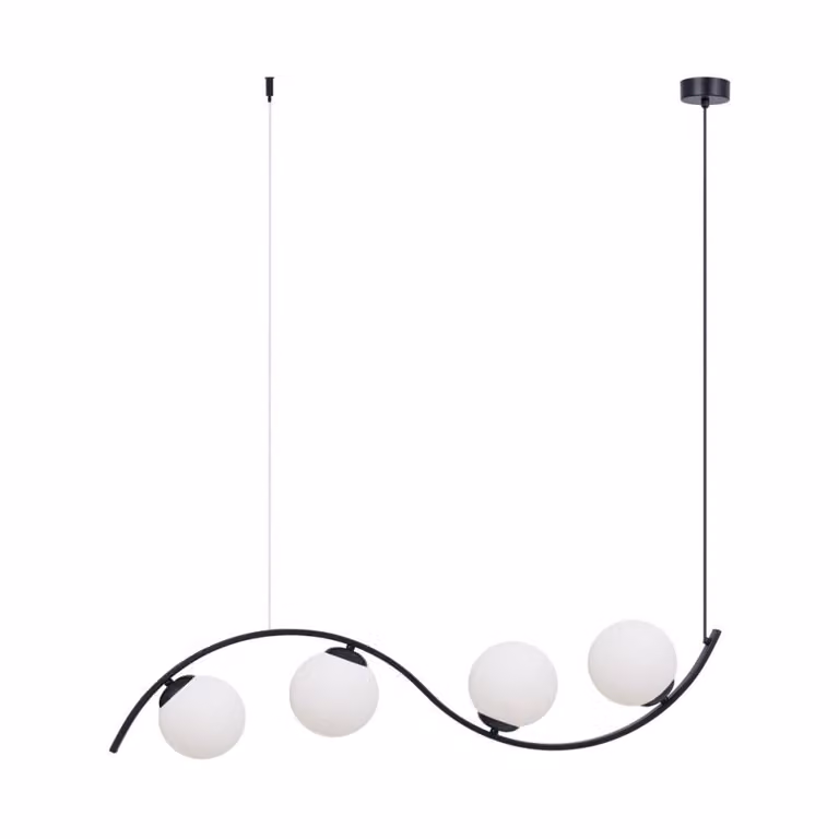 Lampada a sospensione WAVE in vetro bianco e nero, 4xE14x8W, metallo, dimensioni: 105x100x14 cm, IP20, Zuma Line