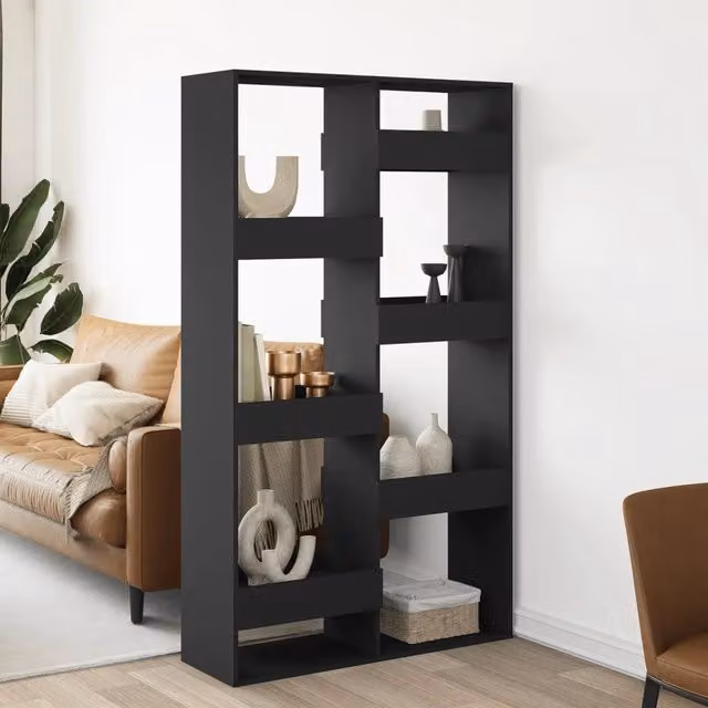 Divisorio moderno vidaXL in MDF nero, L/P/H: 100 x 33 x 175 cm