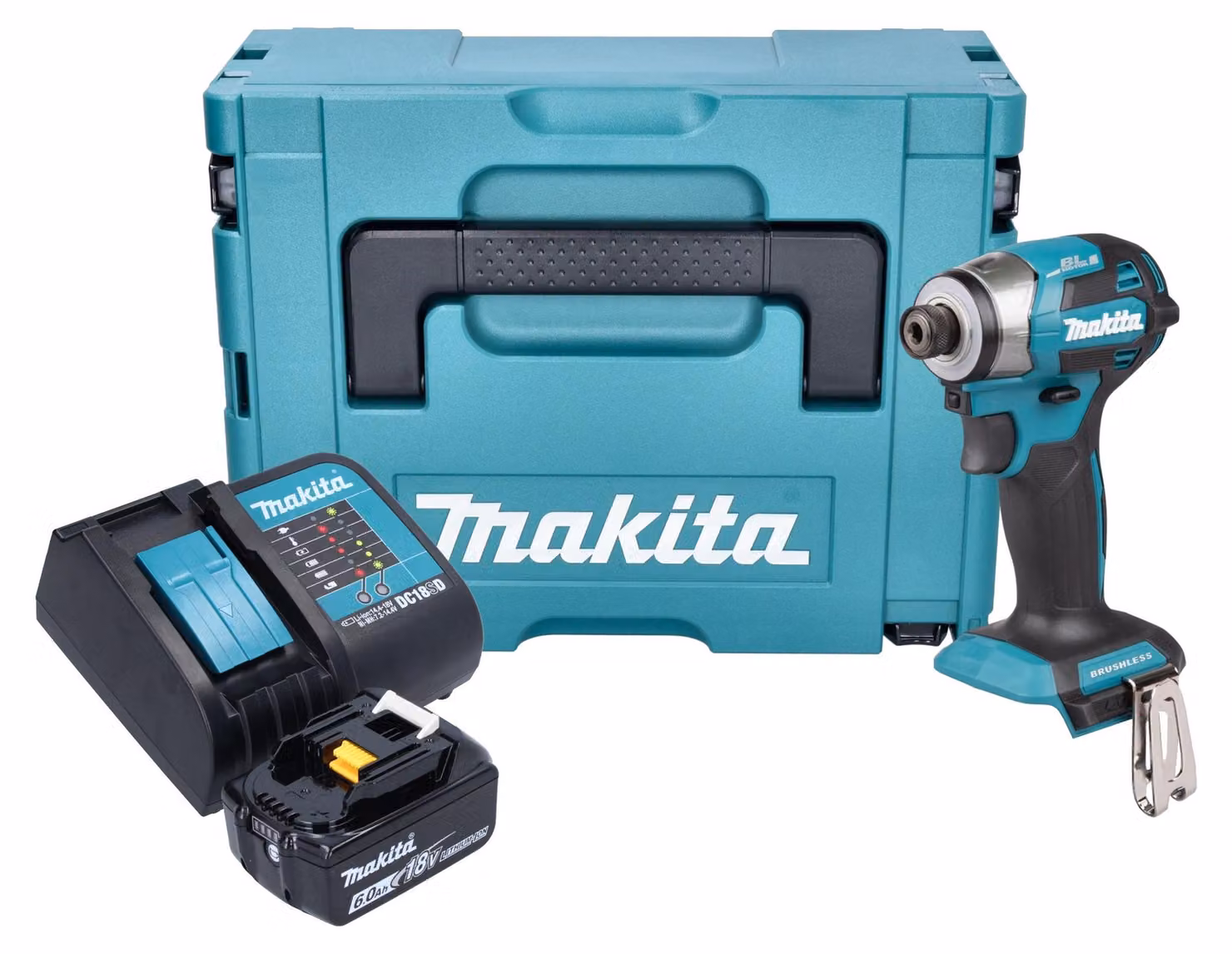 Avvitatore a impulsi a batteria Makita DTD 173 SG1J 18 V 180 Nm 1/4" brushless + 1x batteria ricaricabile 6,0 Ah + caricabatterie + Makpac