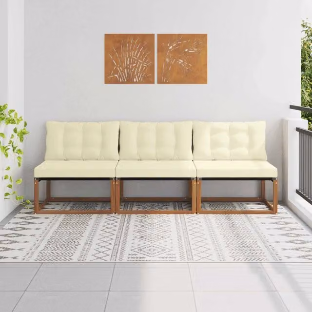 Divano centrale componibile per esterno DESIGN IN in legno di acacia, beige e marrone