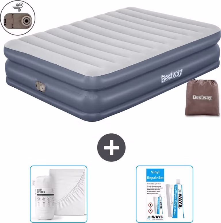 Materasso gonfiabile Bestway - 2 persone - 152 x 203 x 51 cm - Grigio - - Accessori inclusi