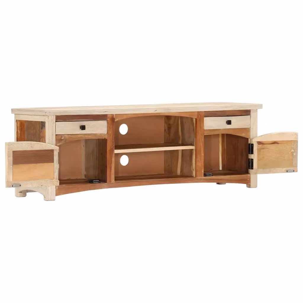 Mobile Porta TV vidaXL in Legno di Mango Marrone Stile Mid-Century L: 120 cm, P: 30 cm, H: 40 cm – 2