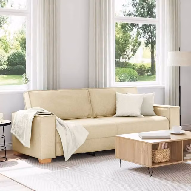 Divano moderno a 3 posti vidaXL in tessuto beige con cuscini inclusi L: 220 cm, P: 84 cm, H: 78 cm