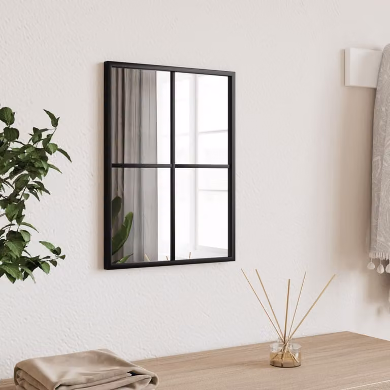 Specchio da parete rettangolare vidaXL in metallo e vetro nero L: 40 cm, H: 30 cm