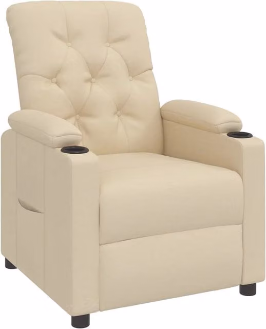 Poltrona | Sedia Relax Reclinabile in Tessuto Crema