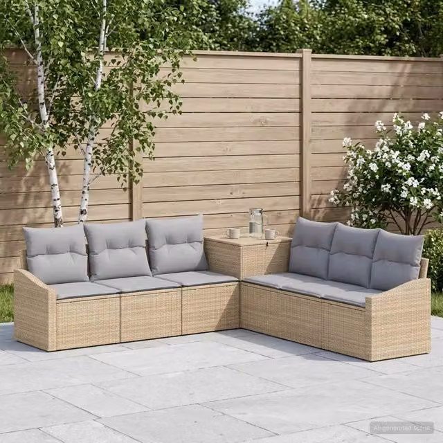 Set di divani 7 pz Beige e Grigio Chiaro 123 x 62 x 69 cm 3448749