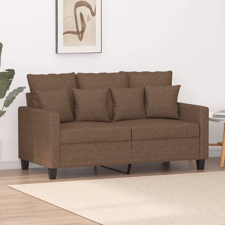 Divano esclusivo, due posti, color marrone, 120 cm, rivestito in tessuto