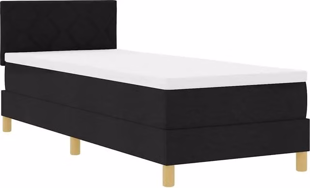 Letto singolo | Letto per adulti | Letto a Sorgente LED con cuscino Nero 80 x 200 cm Tessuto