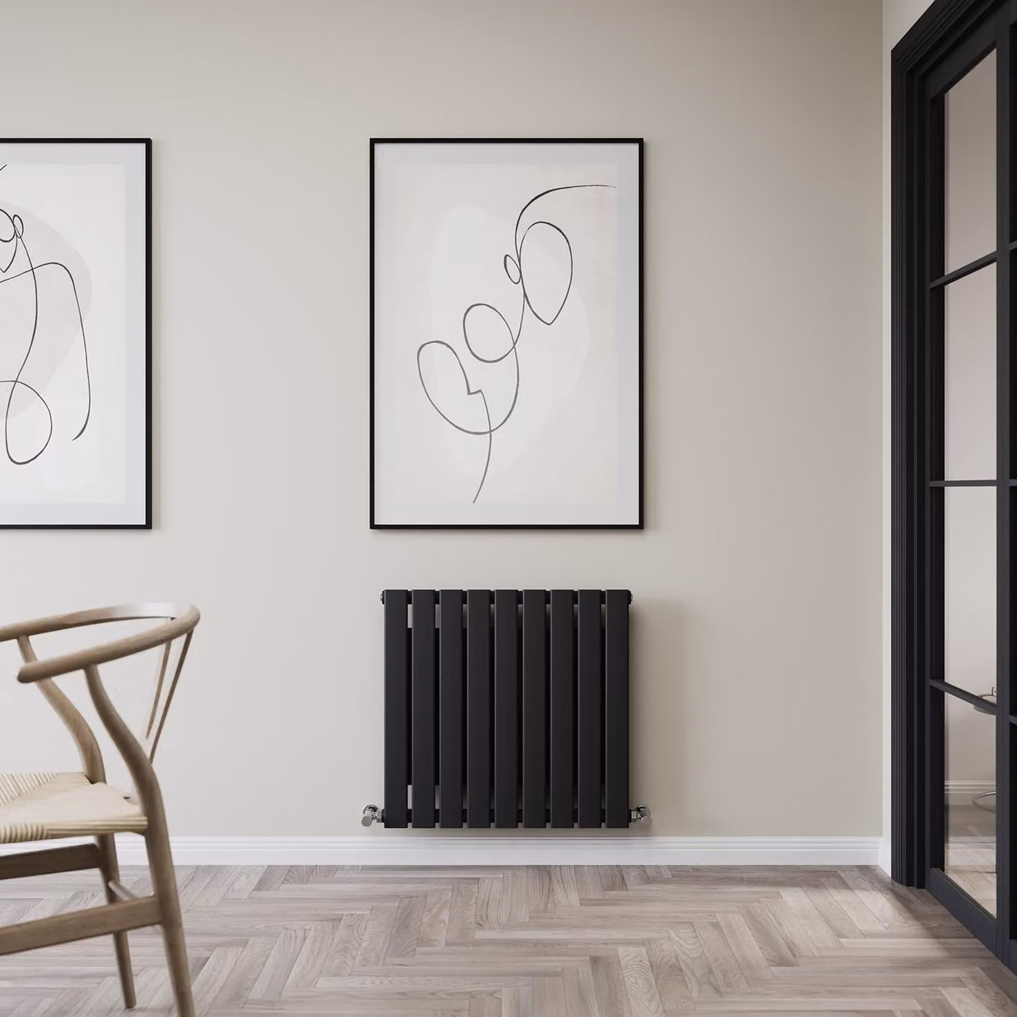 Radiatore Convettore di Design Tipo 11 (Orizzontale) - 600mm x 630mm - Nero - Alpha