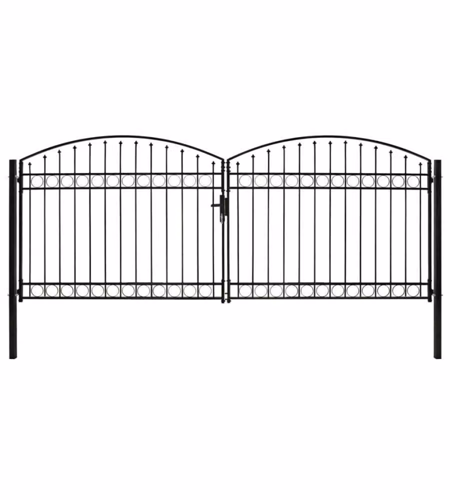 vidaXL Cancello Recinzione Doppia Anta Arco - Nero - 400x175 cm