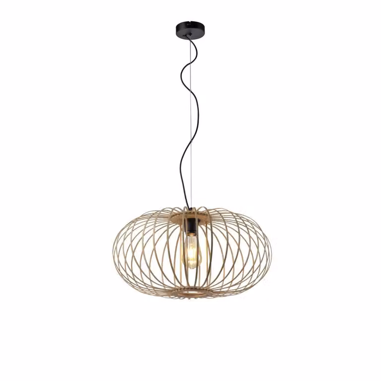 Lampada a sospensione, legno naturale, H 120 cm