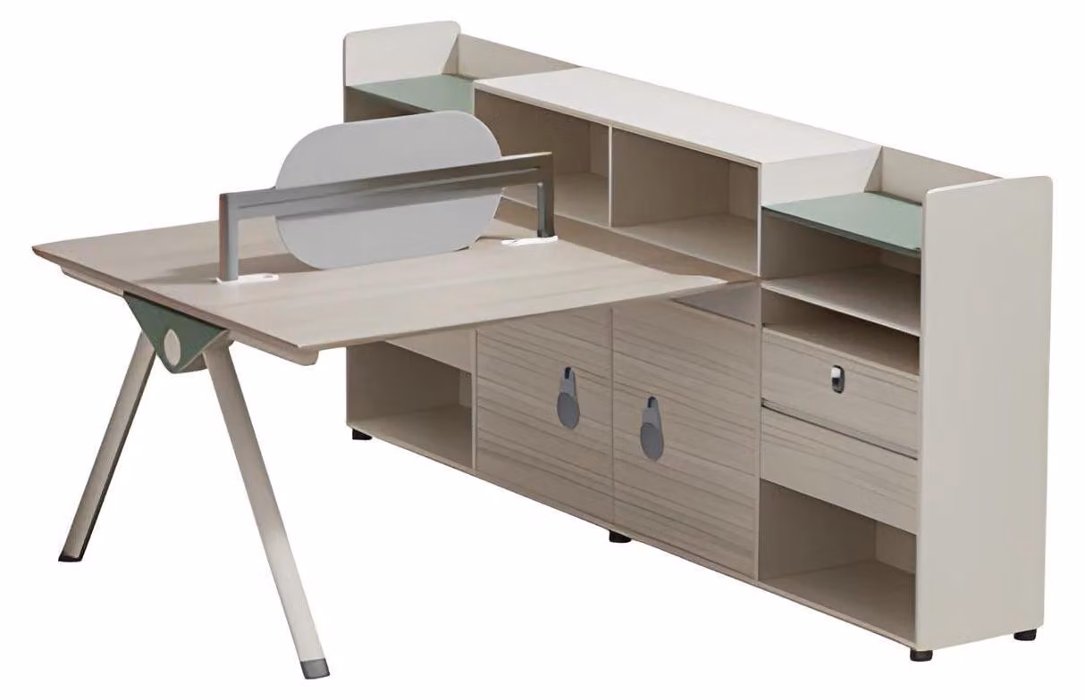 Schreibtisch Beige mit Stauraum und Rückenlehne Modernes Design Büro und Zuhause
