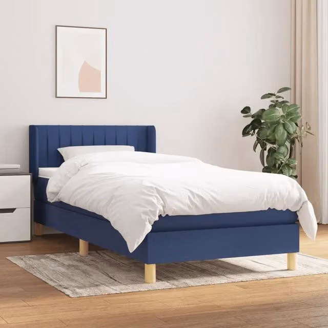 Giroletto a Molle con Materasso-Struttura Letto Blu 90x200 cm inTessuto 380573