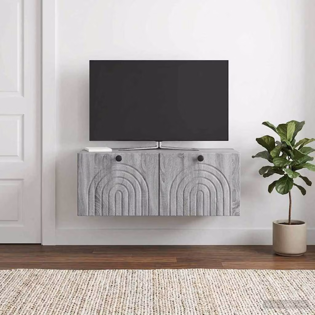vidaXL Mobile Porta TV da Muro Grigio, L 78,5 cm x P 41 cm x H 30 cm