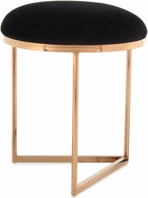Sgabello Wynona in Velluto Nero e Oro Rosa