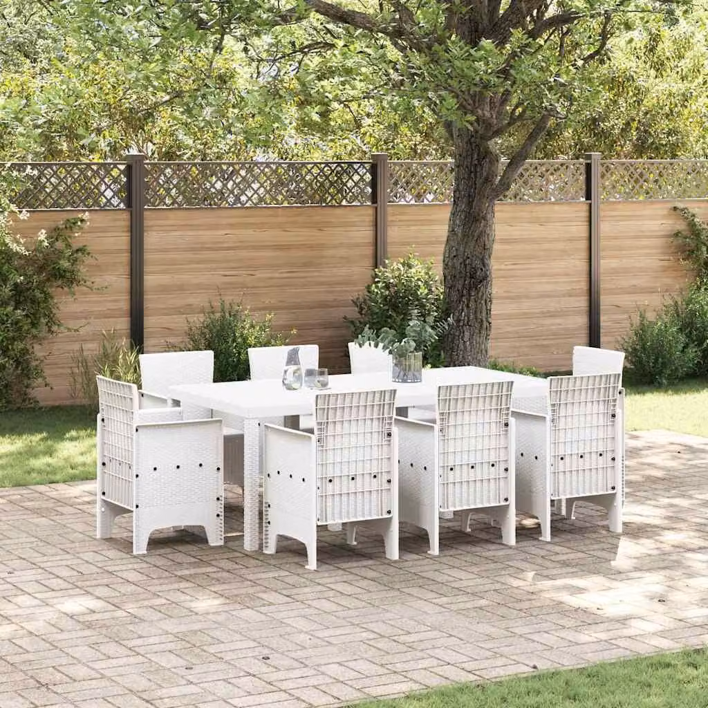 Maison Exclusive - Set da pranzo per esterno, 9 pezzi, polipropilene bianco