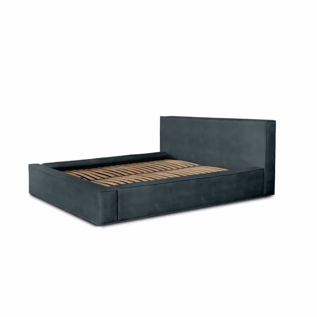Letto contenitore VELORA Meublorama in velluto verde, con rete sollevabile, L/P/H: 200 x 140 x 86 cm – 2