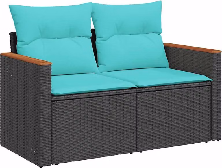 vidaXL Set di divani da giardino da 11 pezzi con cuscini, in polyrattan nero