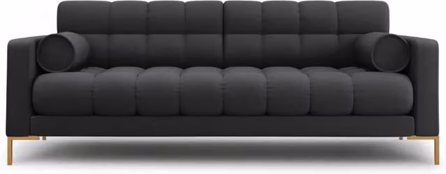Divano 3 posti Bali di Cosmopolitan Design in tessuto grigio scuro con dettagli oro, L: 177 cm, P: 75 cm, H: 92 cm