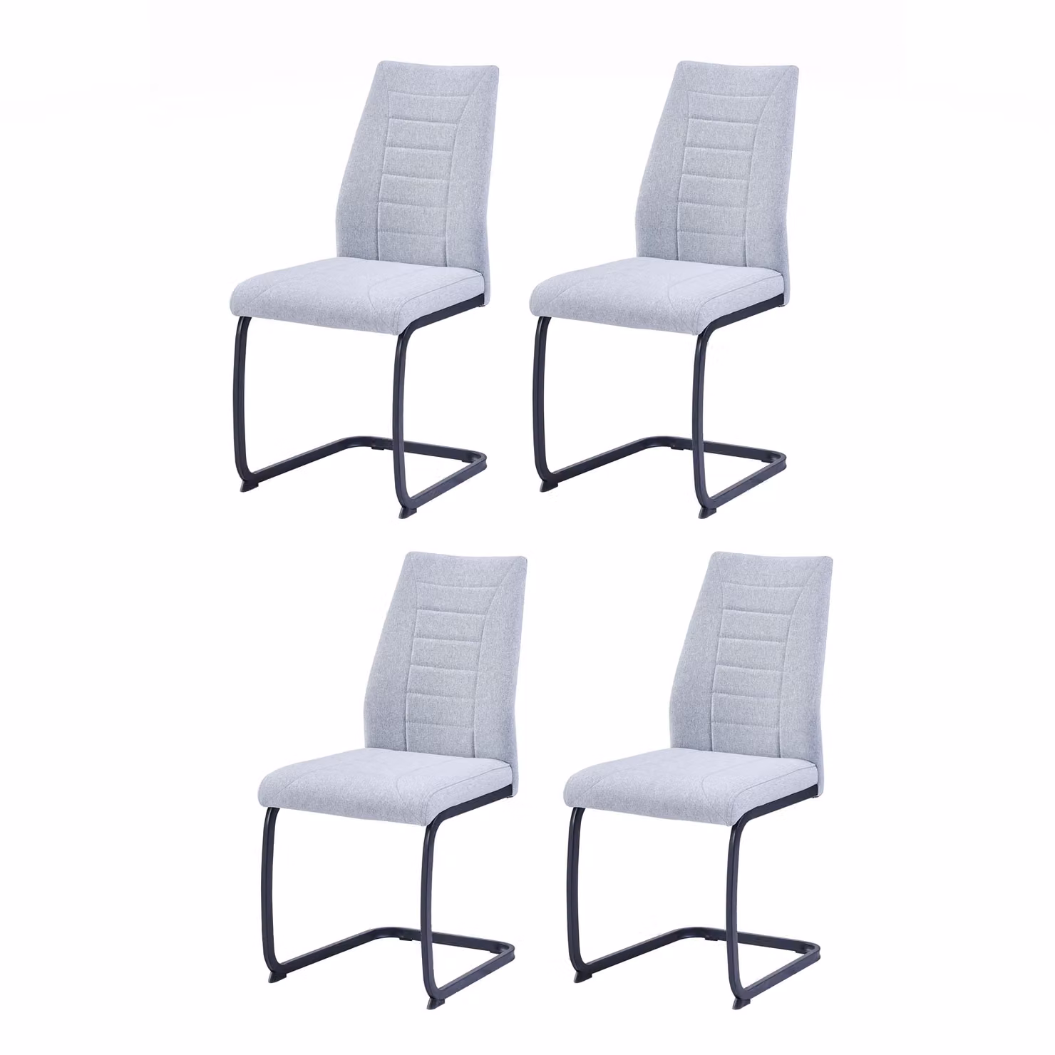 CasaDolce sedia da pranzo EMINIA, set di 4, 43x60x92 cm, grigio chiaro, imbottita, imbottitura in schiuma densa, portata 120 kg