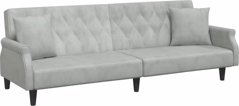 Divano Letto con Braccioli Grigio Chiaro in Velluto