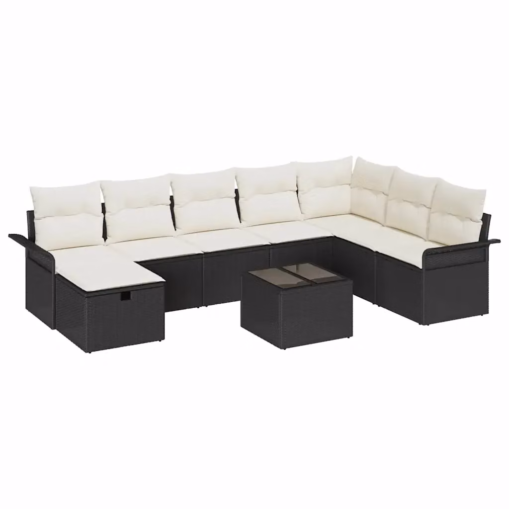 Set Divano da Giardino vidaXL in 9 Pezzi con Cuscini, Struttura in Metallo e Rattan Resistente alle Intemperie – 2