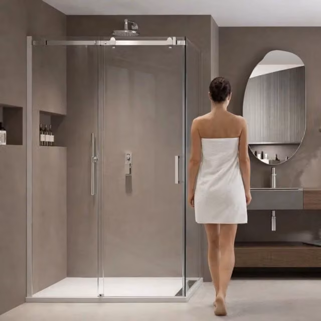 Lato fisso porta doccia scorrevole IX BOX SHOWER in vetro trasparente design moderno H: 200 cm, L: 87-89 cm